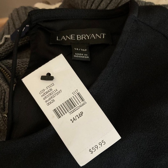 NWT Lane Bryant Top Womens Sz 14 16 Petite Black Studded Slit Sleeve Popover - Picture 6 of 9